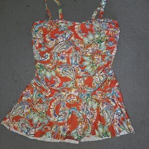 Lauren Ralph Lauren Plus Size  18 Orange Paisley Swim Dress